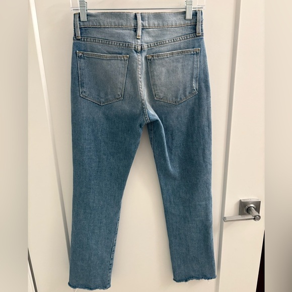 Frame Le High Straight In Surrey Jeans Raw Hem Edge Slit Ankle Size 25 - Picture 13 of 17